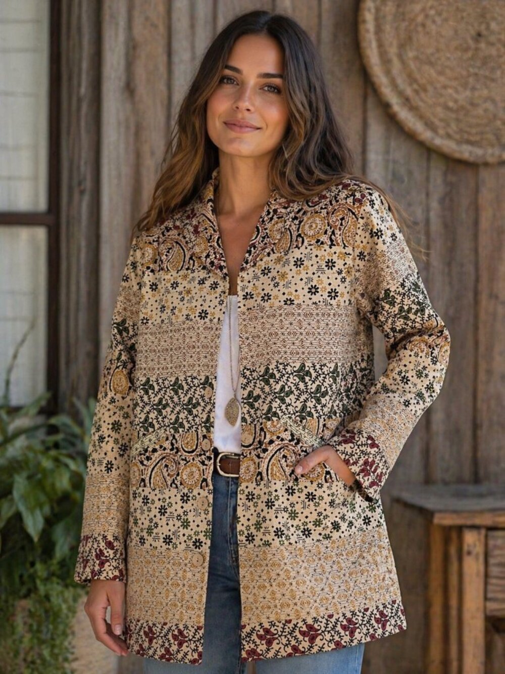 Young Threads Patchwork Cotton Jacket | Boho Quilted Style | Size S | Artisan